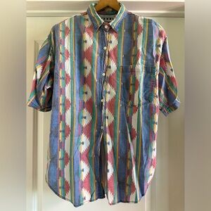 Vintage Southwestern Print Button Down Shirt. Size Large.